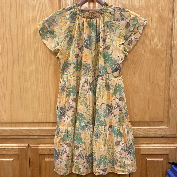 Lavender Brown Floral Tropical Print Dress - Picture 9 of 11